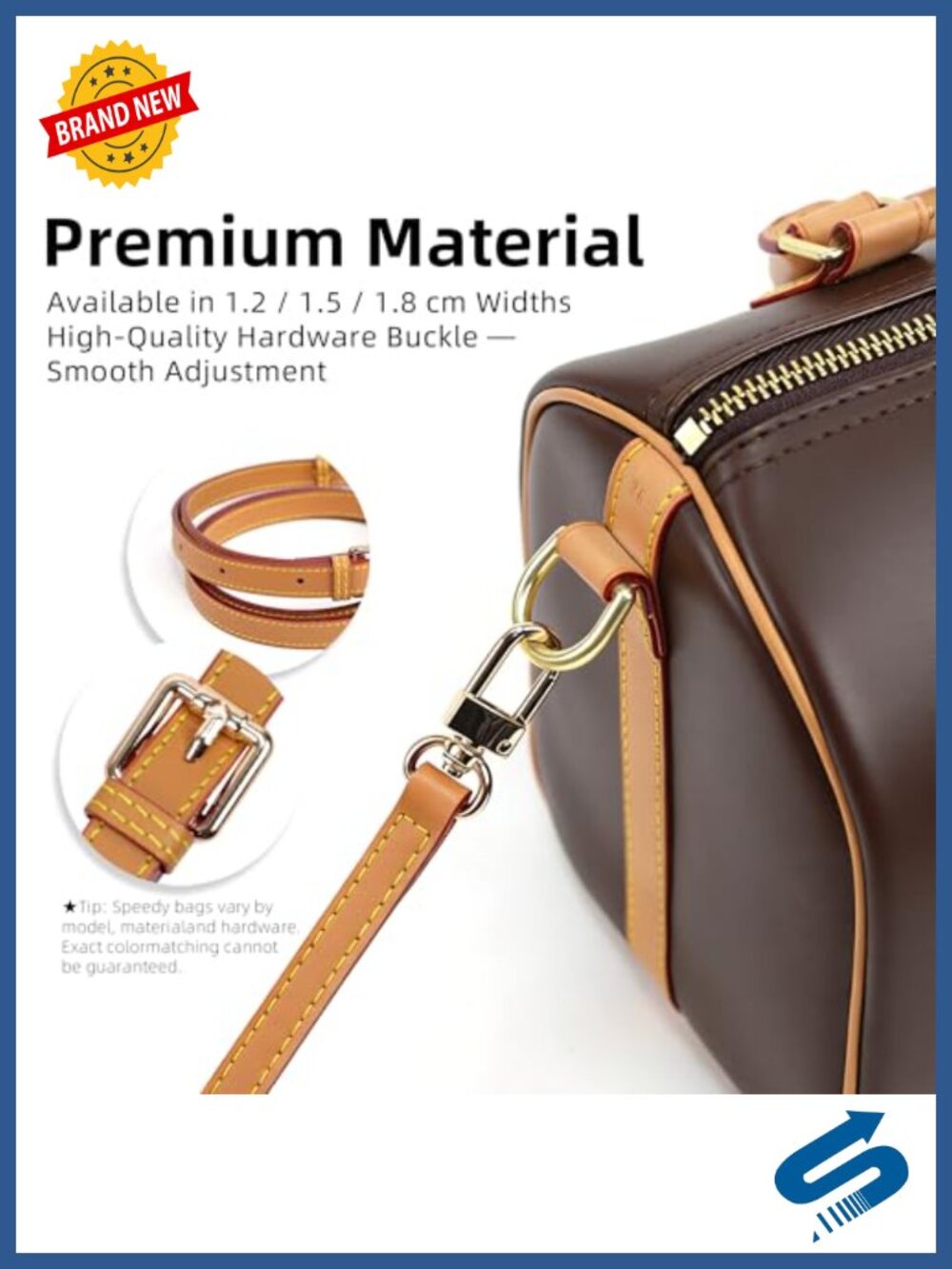 Leather Shoulder Strap for Speedy Bag Adjustable Crossbody Bag Replacement - Picture 3 of 6